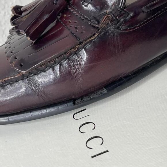 G H Bass & Co. Weejuns Kiltie Tassel Loafer Burgundy Leather Slip On Men\'s 12 D‎